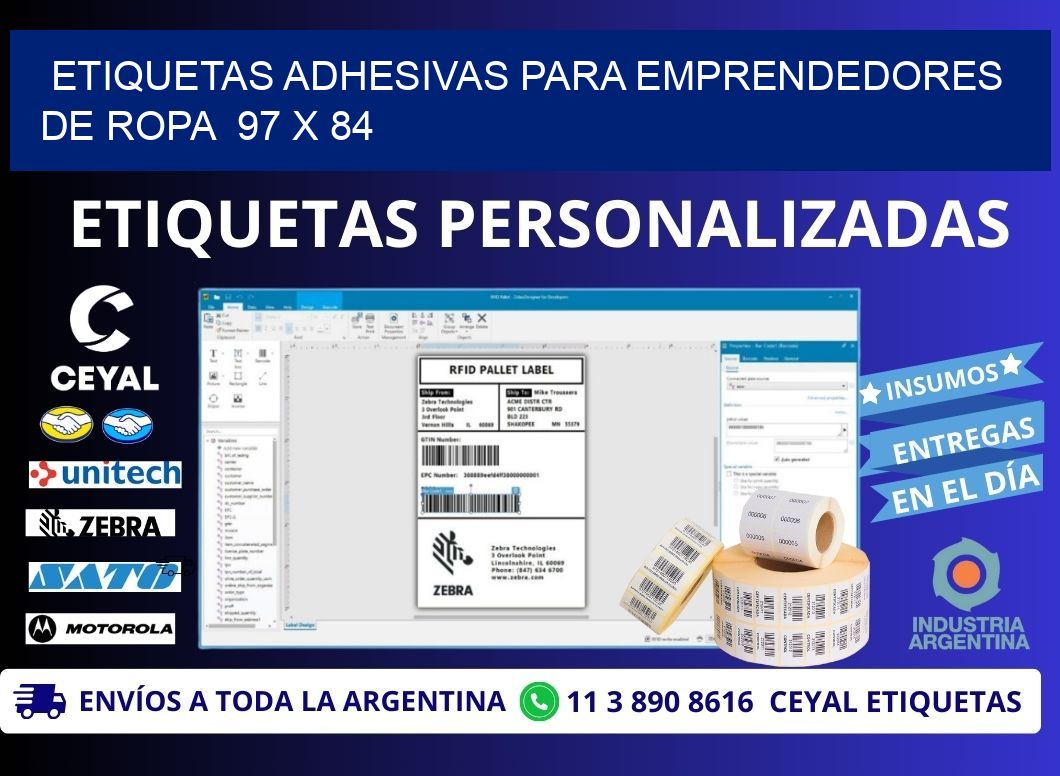 ETIQUETAS ADHESIVAS PARA EMPRENDEDORES DE ROPA  97 x 84