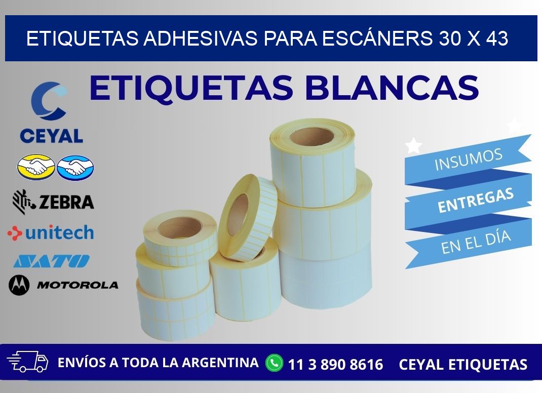 ETIQUETAS ADHESIVAS PARA ESCÁNERS 30 x 43