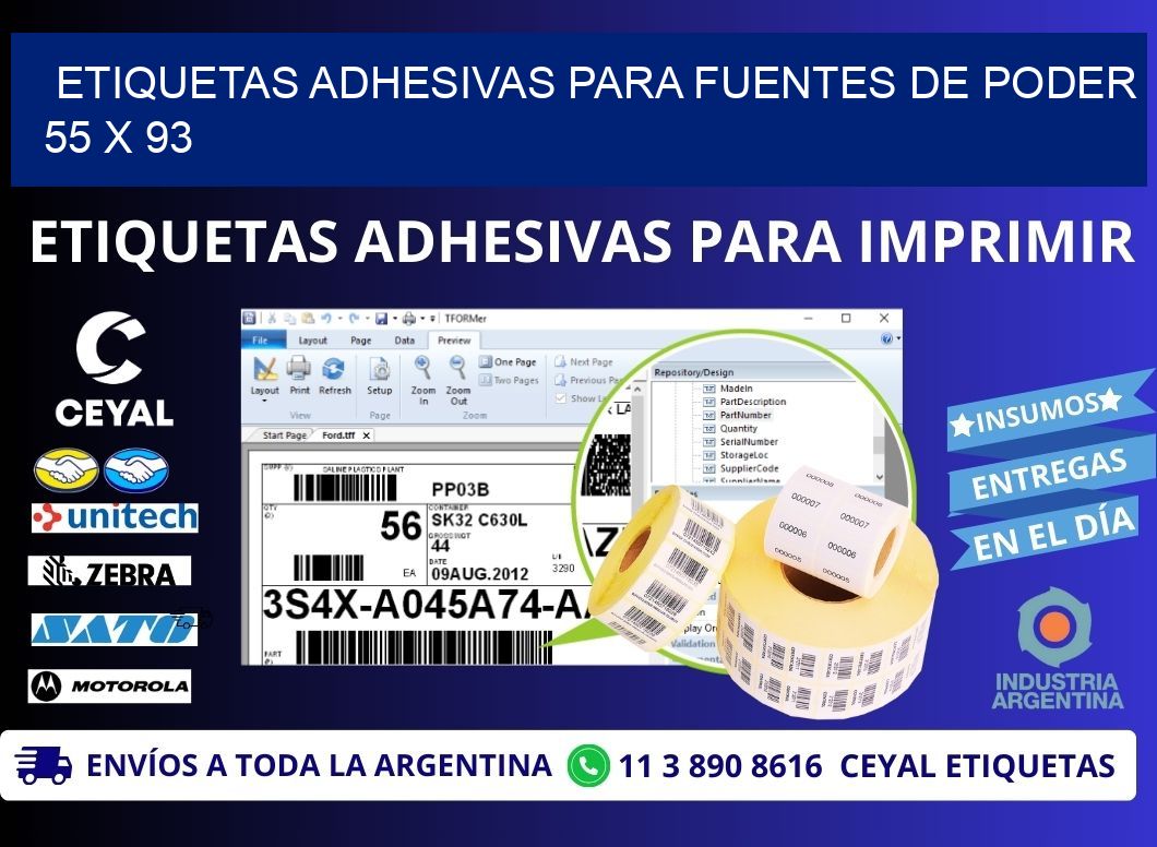 ETIQUETAS ADHESIVAS PARA FUENTES DE PODER 55 x 93