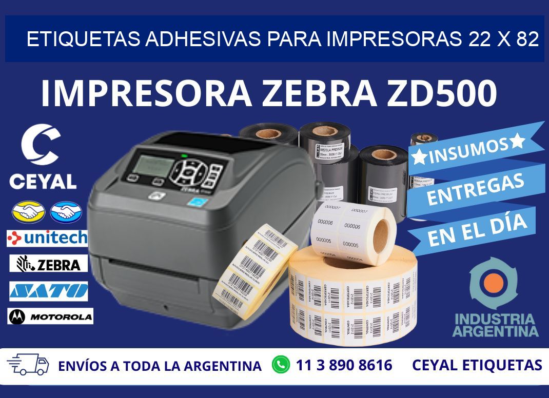 ETIQUETAS ADHESIVAS PARA IMPRESORAS 22 x 82