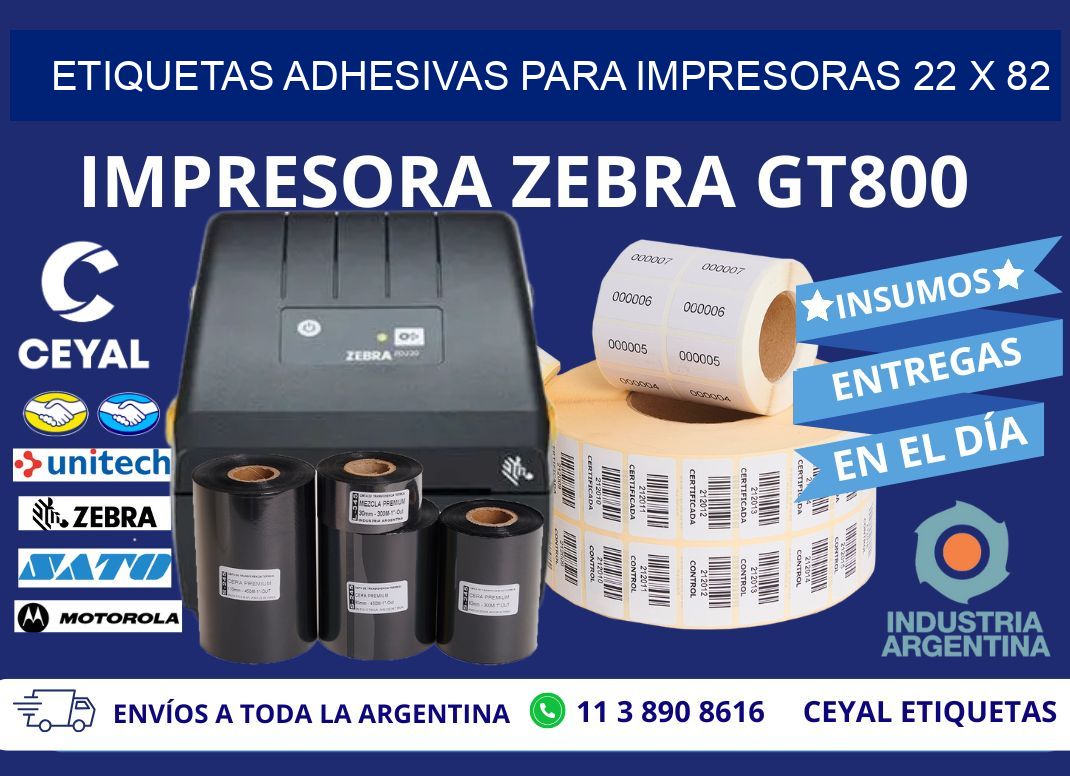 ETIQUETAS ADHESIVAS PARA IMPRESORAS 22 x 82