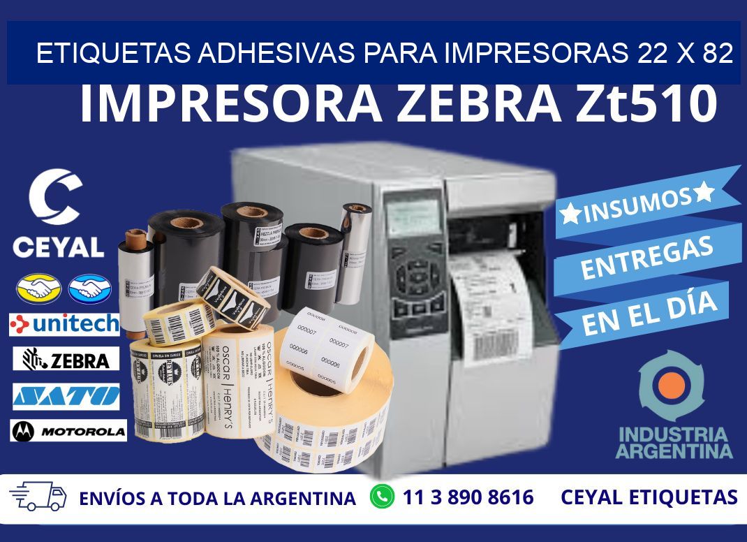 ETIQUETAS ADHESIVAS PARA IMPRESORAS 22 x 82