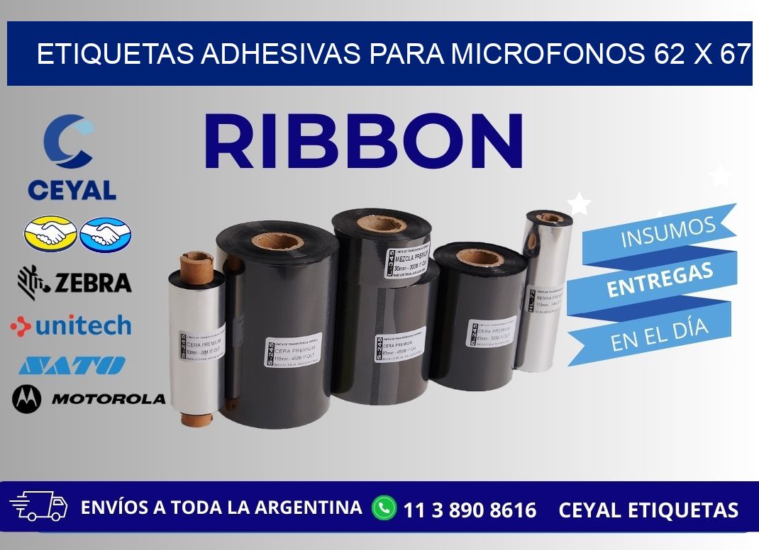 ETIQUETAS ADHESIVAS PARA MICROFONOS 62 x 67