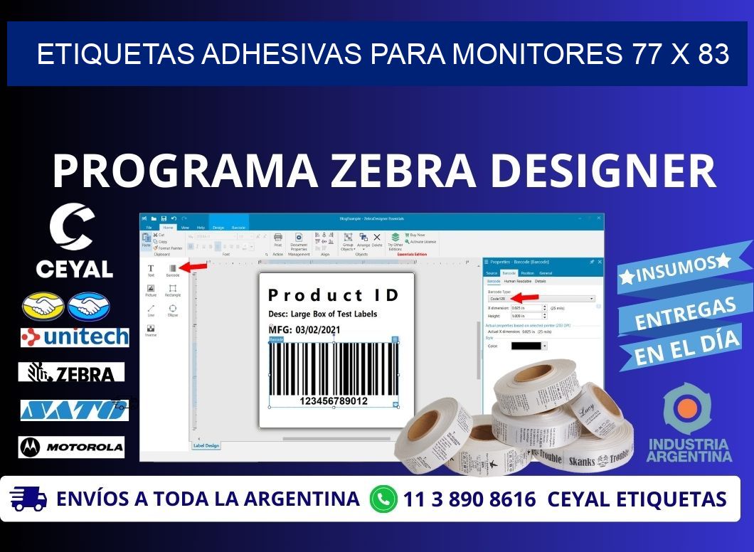 ETIQUETAS ADHESIVAS PARA MONITORES 77 x 83