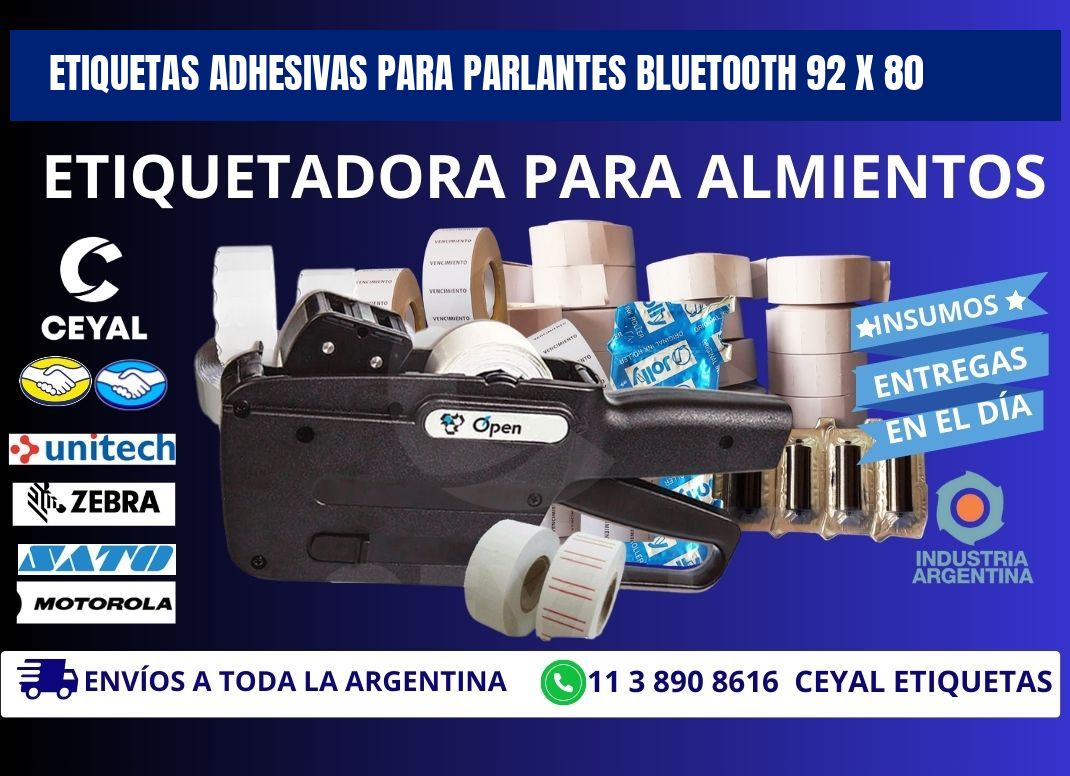 ETIQUETAS ADHESIVAS PARA PARLANTES BLUETOOTH 92 x 80