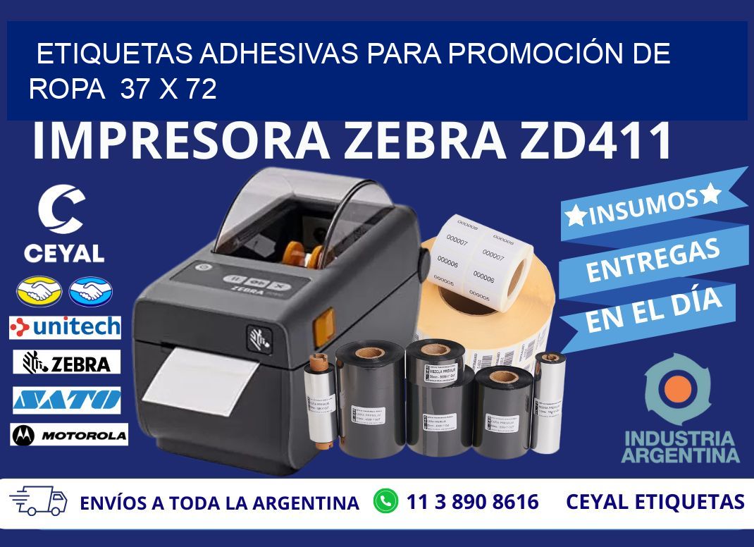 ETIQUETAS ADHESIVAS PARA PROMOCIÓN DE ROPA  37 x 72