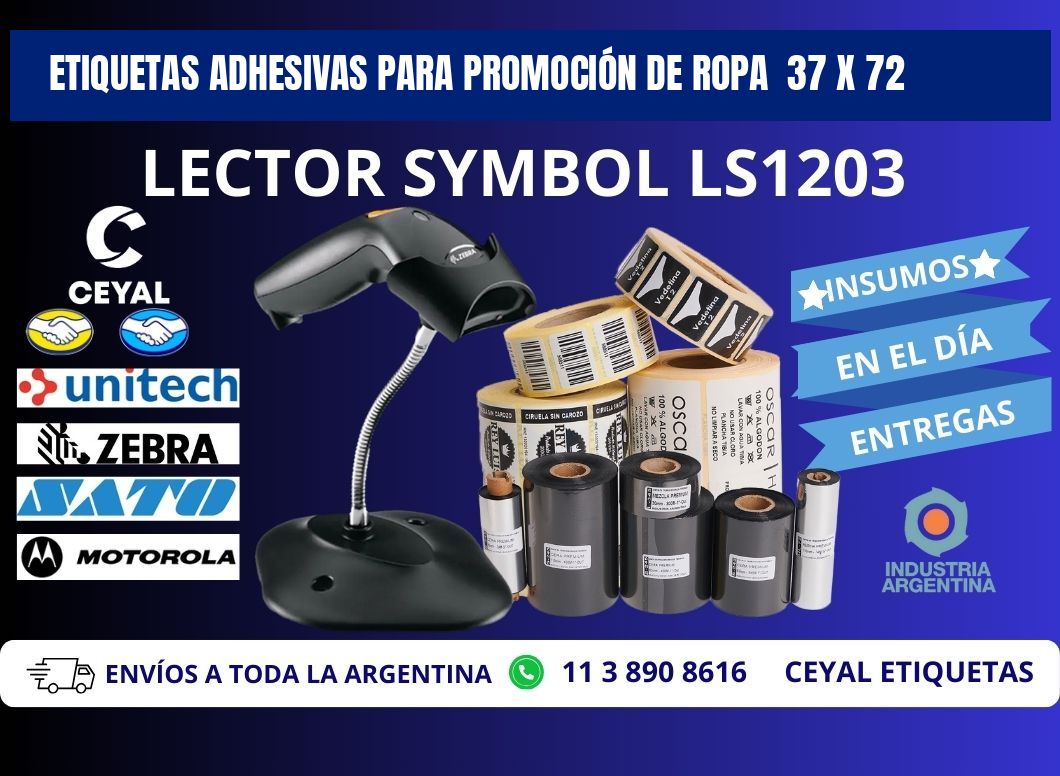 ETIQUETAS ADHESIVAS PARA PROMOCIÓN DE ROPA  37 x 72