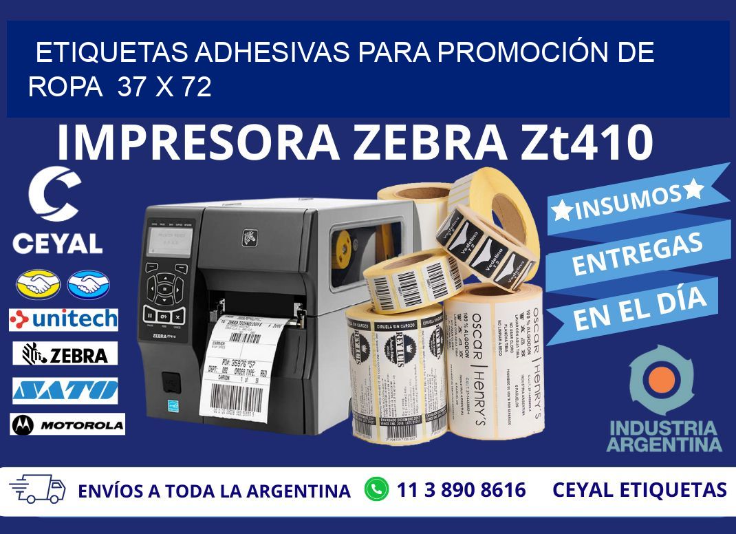 ETIQUETAS ADHESIVAS PARA PROMOCIÓN DE ROPA  37 x 72