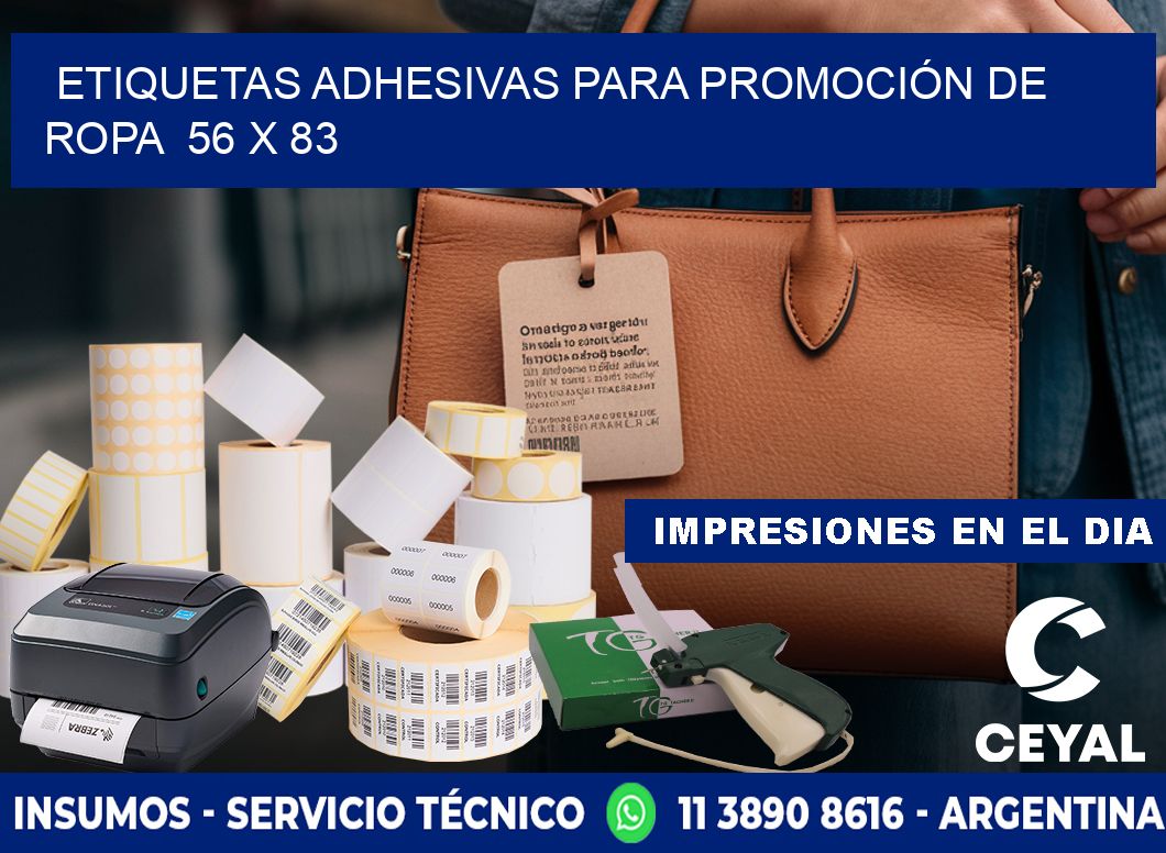 ETIQUETAS ADHESIVAS PARA PROMOCIÓN DE ROPA  56 x 83