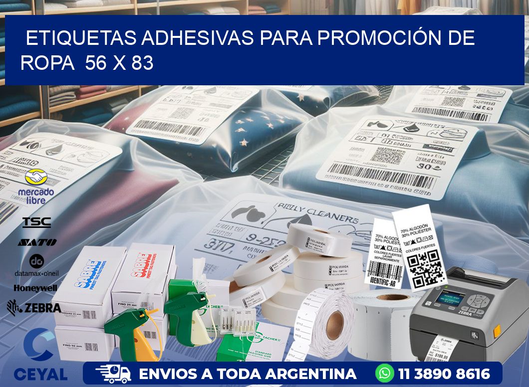 ETIQUETAS ADHESIVAS PARA PROMOCIÓN DE ROPA  56 x 83