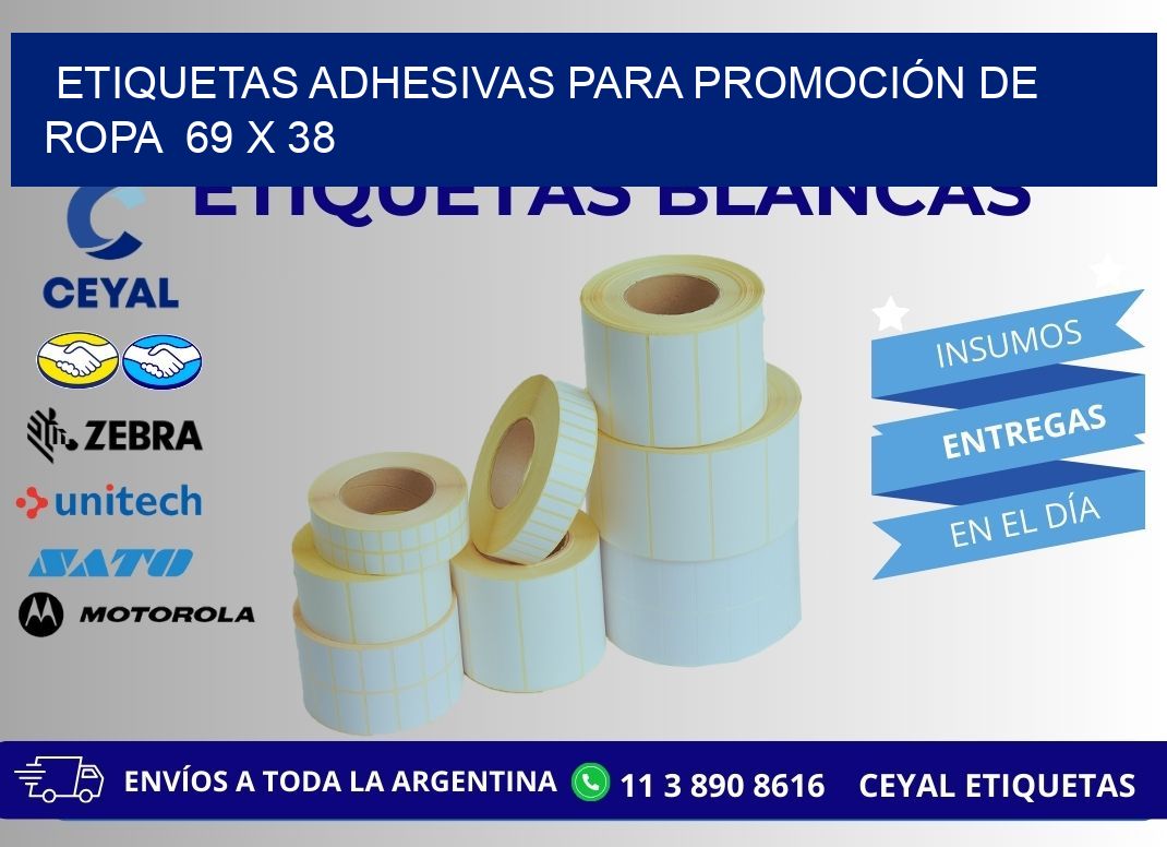 ETIQUETAS ADHESIVAS PARA PROMOCIÓN DE ROPA  69 x 38