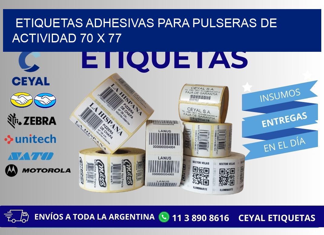 ETIQUETAS ADHESIVAS PARA PULSERAS DE ACTIVIDAD 70 x 77