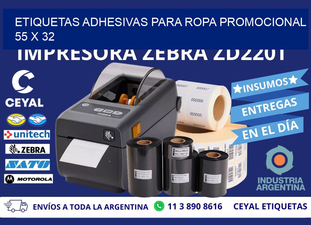 ETIQUETAS ADHESIVAS PARA ROPA PROMOCIONAL  55 x 32