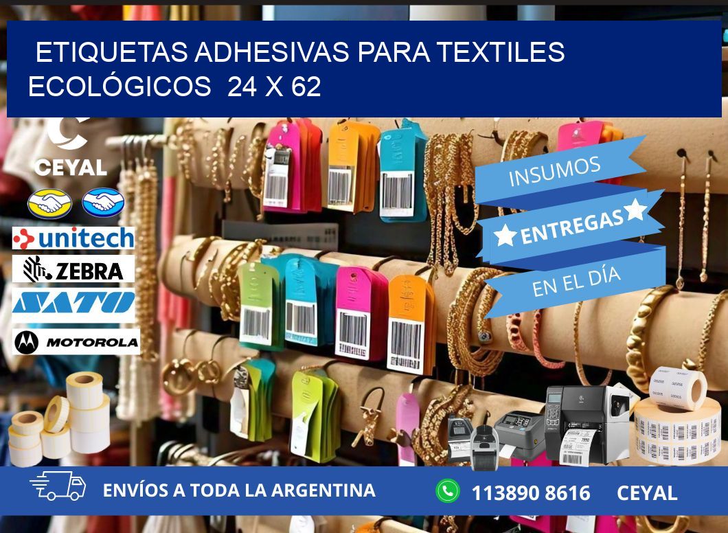 ETIQUETAS ADHESIVAS PARA TEXTILES ECOLÓGICOS  24 x 62