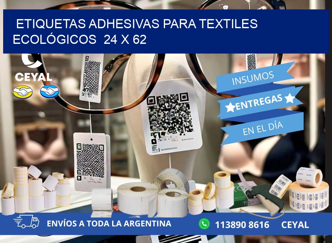 ETIQUETAS ADHESIVAS PARA TEXTILES ECOLÓGICOS  24 x 62