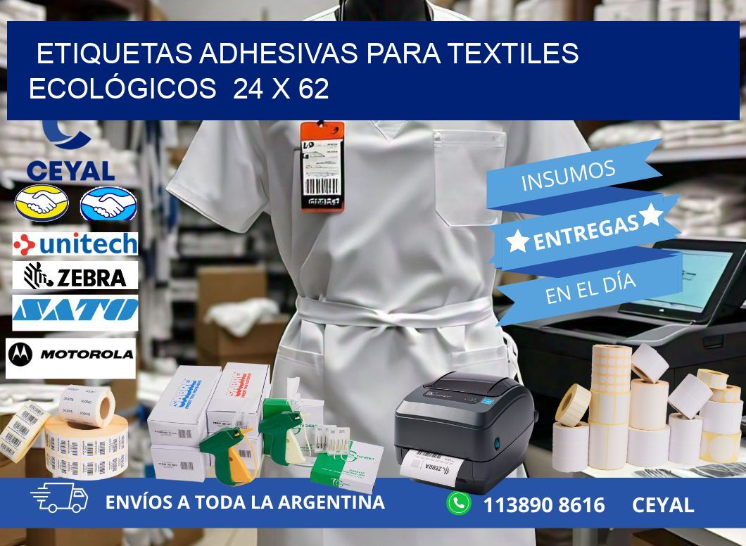 ETIQUETAS ADHESIVAS PARA TEXTILES ECOLÓGICOS  24 x 62