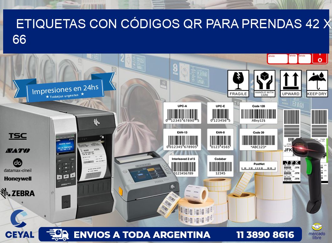 ETIQUETAS CON CÓDIGOS QR PARA PRENDAS 42 x 66