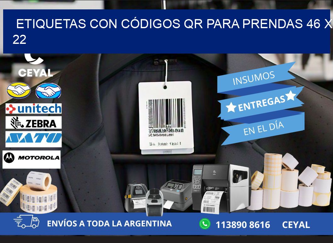 ETIQUETAS CON CÓDIGOS QR PARA PRENDAS 46 x 22