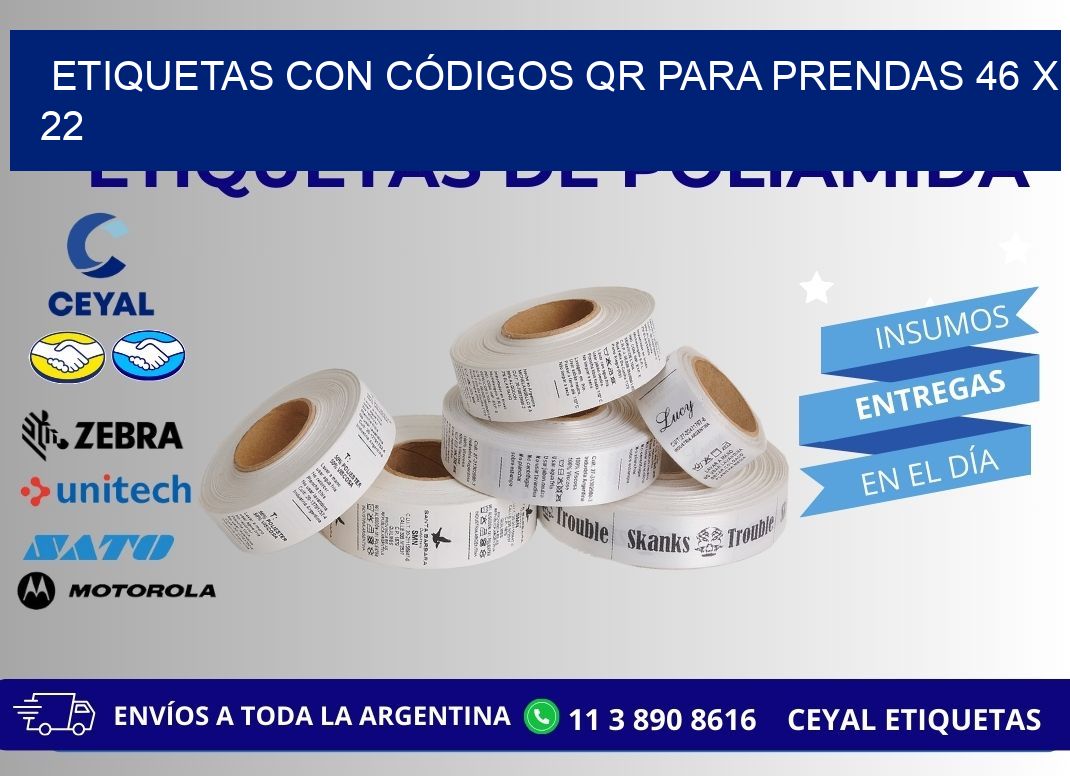 ETIQUETAS CON CÓDIGOS QR PARA PRENDAS 46 x 22