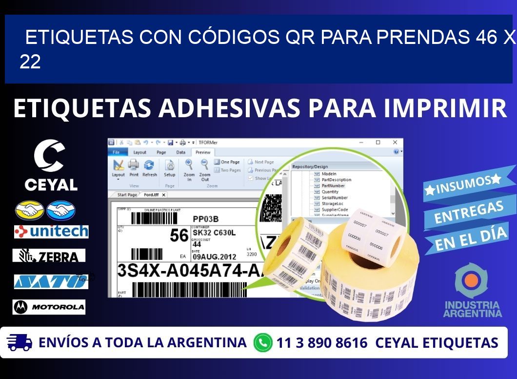 ETIQUETAS CON CÓDIGOS QR PARA PRENDAS 46 x 22