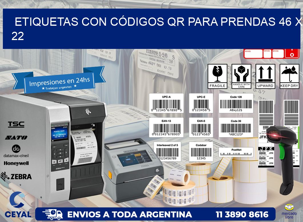 ETIQUETAS CON CÓDIGOS QR PARA PRENDAS 46 x 22