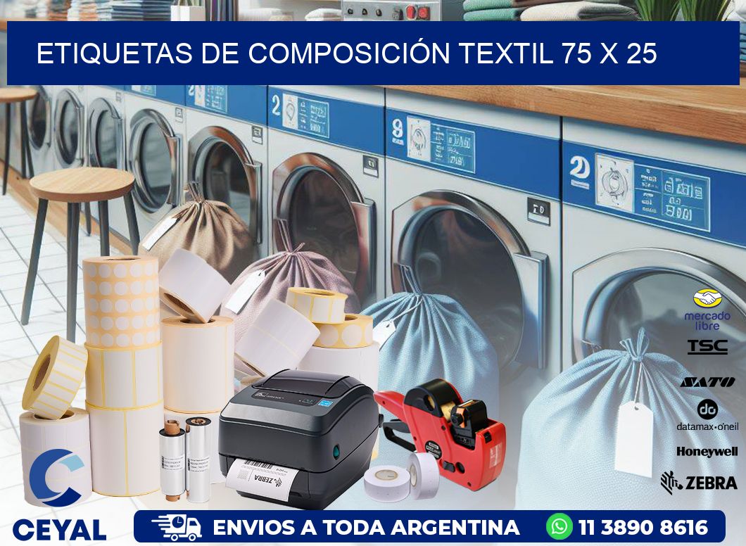 ETIQUETAS DE COMPOSICIÓN TEXTIL 75 x 25