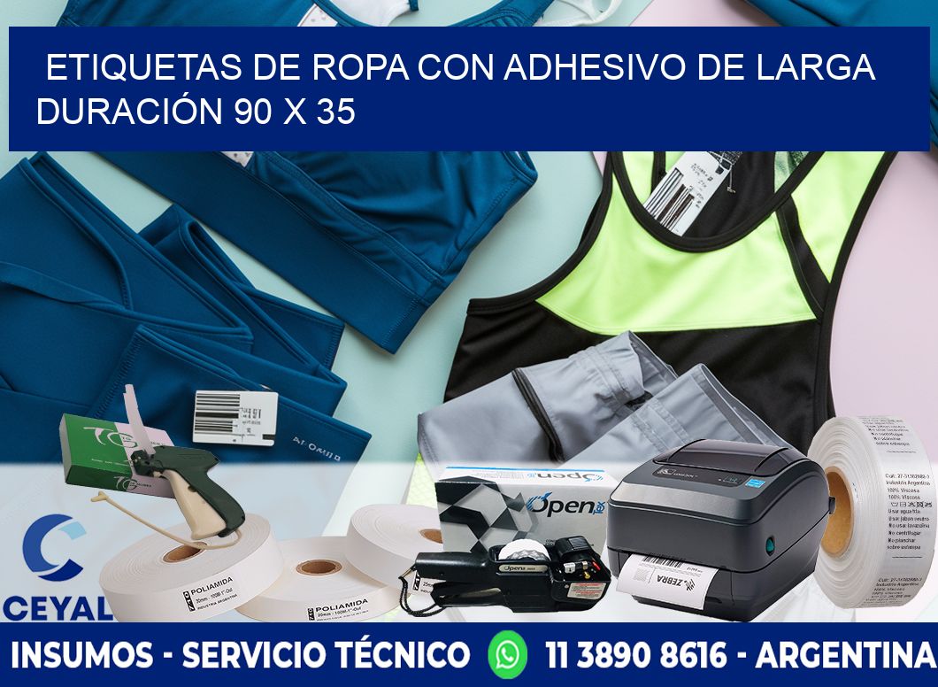 ETIQUETAS DE ROPA CON ADHESIVO DE LARGA DURACIÓN 90 x 35