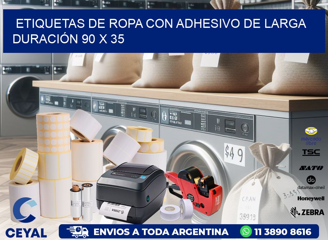 ETIQUETAS DE ROPA CON ADHESIVO DE LARGA DURACIÓN 90 x 35