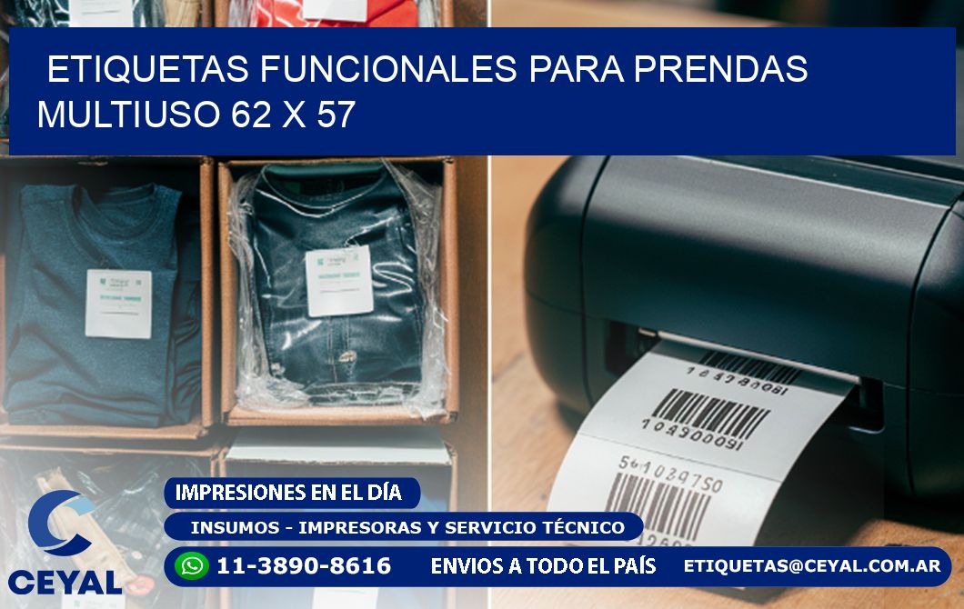 ETIQUETAS FUNCIONALES PARA PRENDAS MULTIUSO 62 x 57