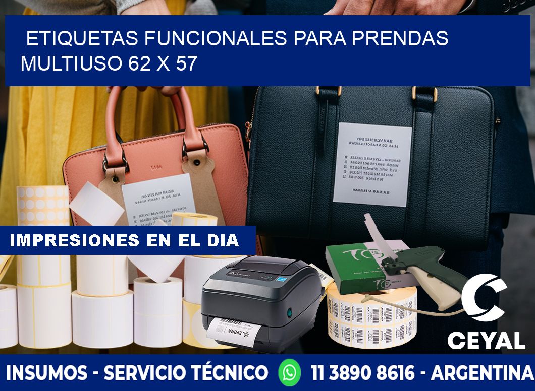 ETIQUETAS FUNCIONALES PARA PRENDAS MULTIUSO 62 x 57