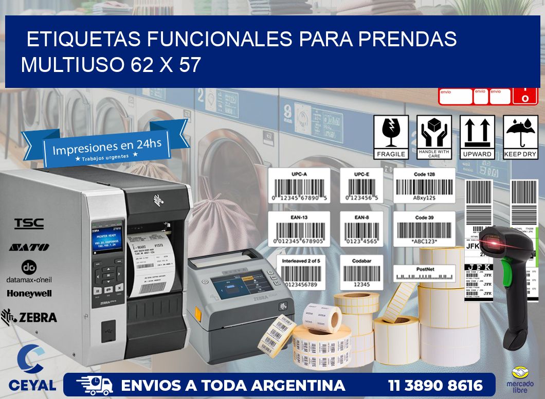 ETIQUETAS FUNCIONALES PARA PRENDAS MULTIUSO 62 x 57