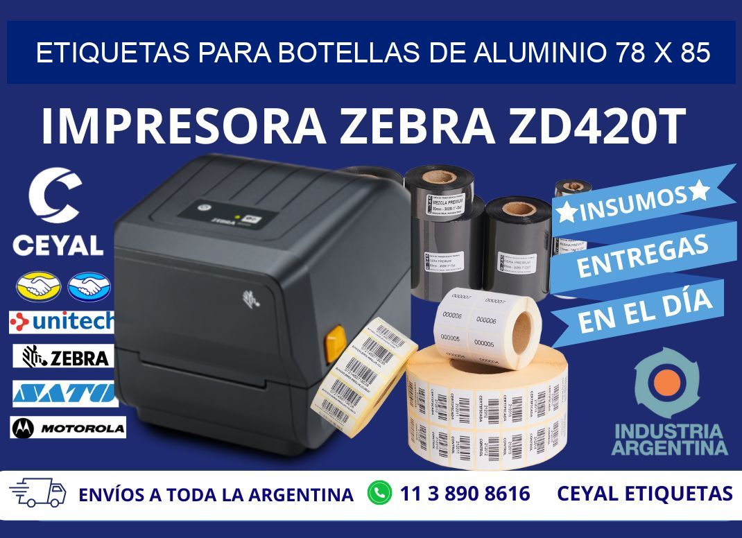 ETIQUETAS PARA BOTELLAS DE ALUMINIO 78 x 85