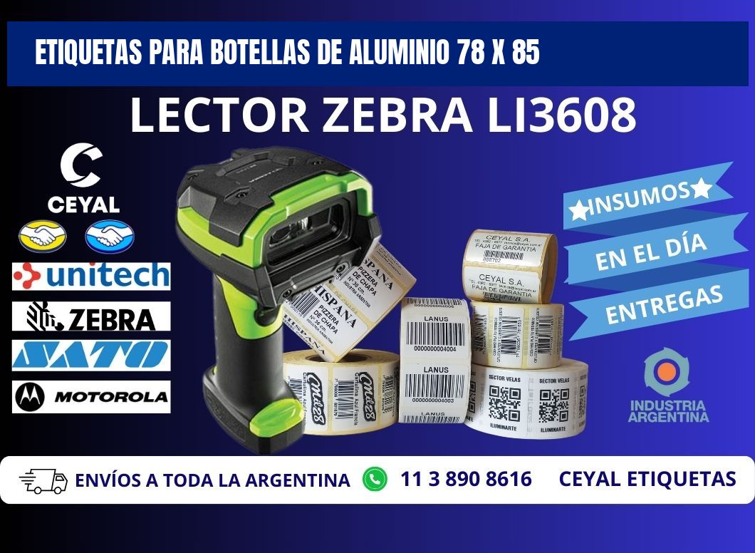 ETIQUETAS PARA BOTELLAS DE ALUMINIO 78 x 85