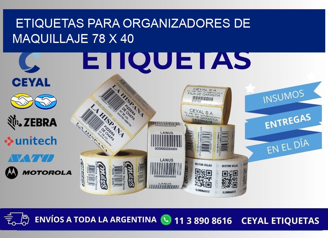 ETIQUETAS PARA ORGANIZADORES DE MAQUILLAJE 78 x 40