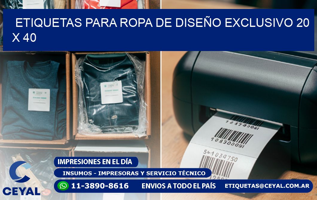 ETIQUETAS PARA ROPA DE DISEÑO EXCLUSIVO 20 x 40