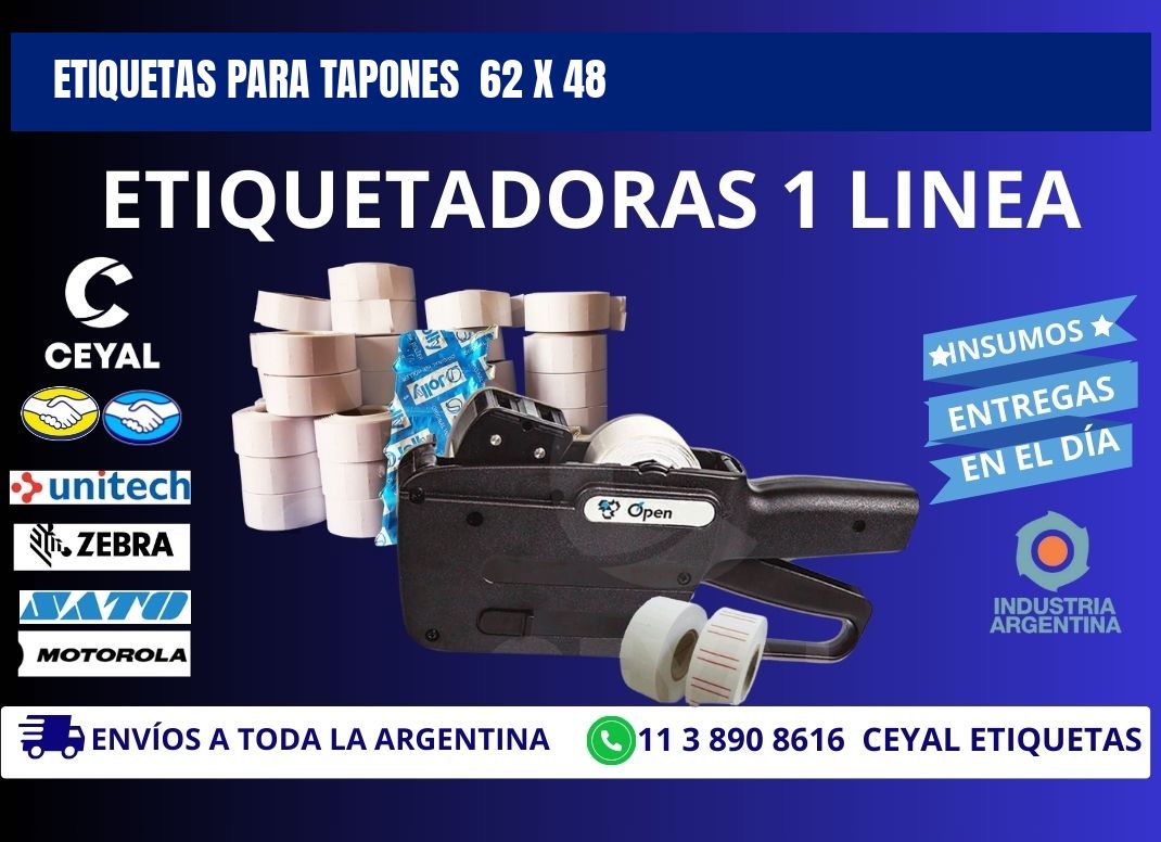 ETIQUETAS PARA TAPONES  62 x 48