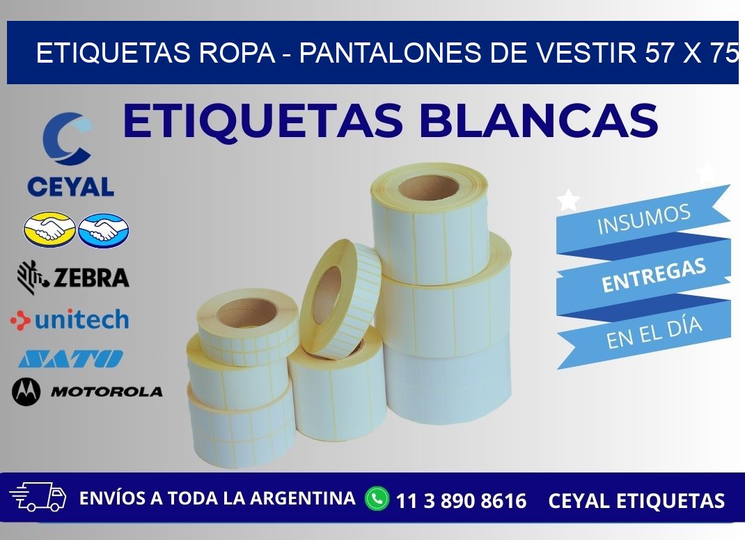 ETIQUETAS ROPA - PANTALONES DE VESTIR 57 x 75