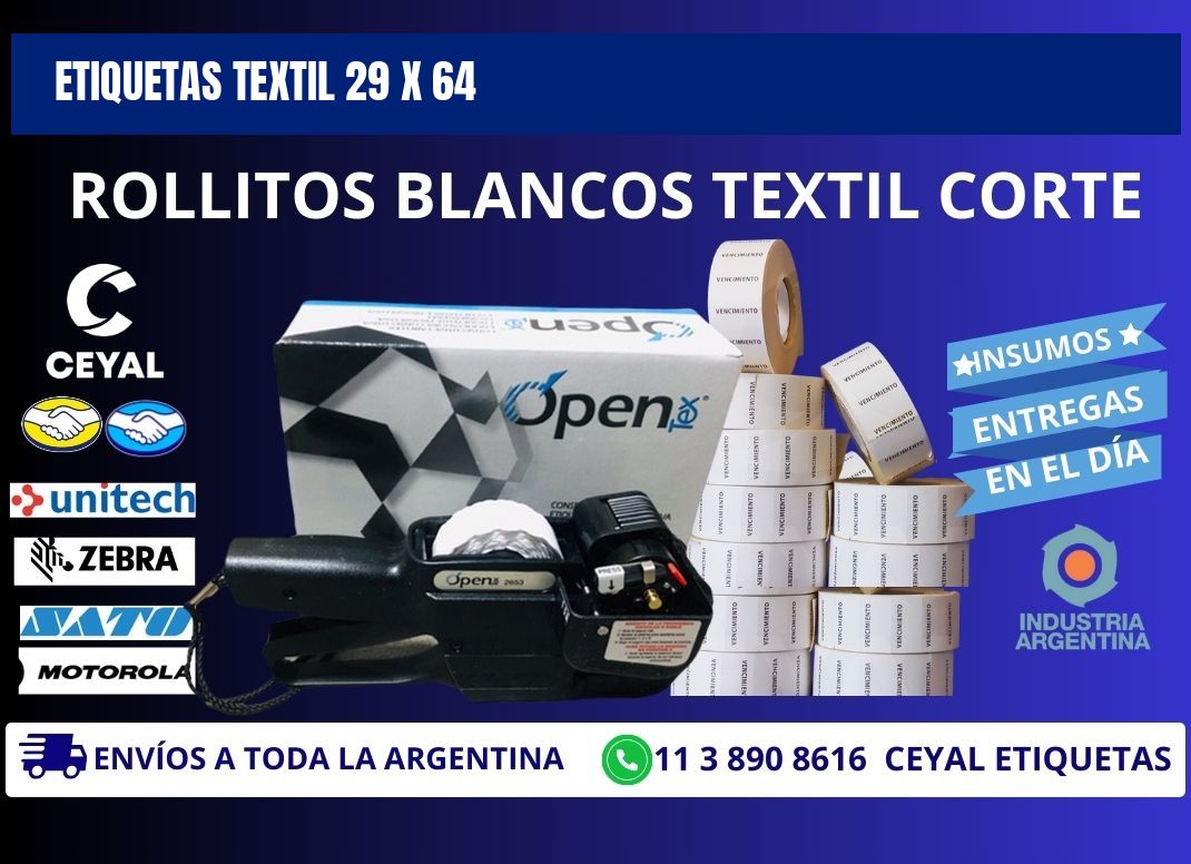 ETIQUETAS TEXTIL 29 x 64