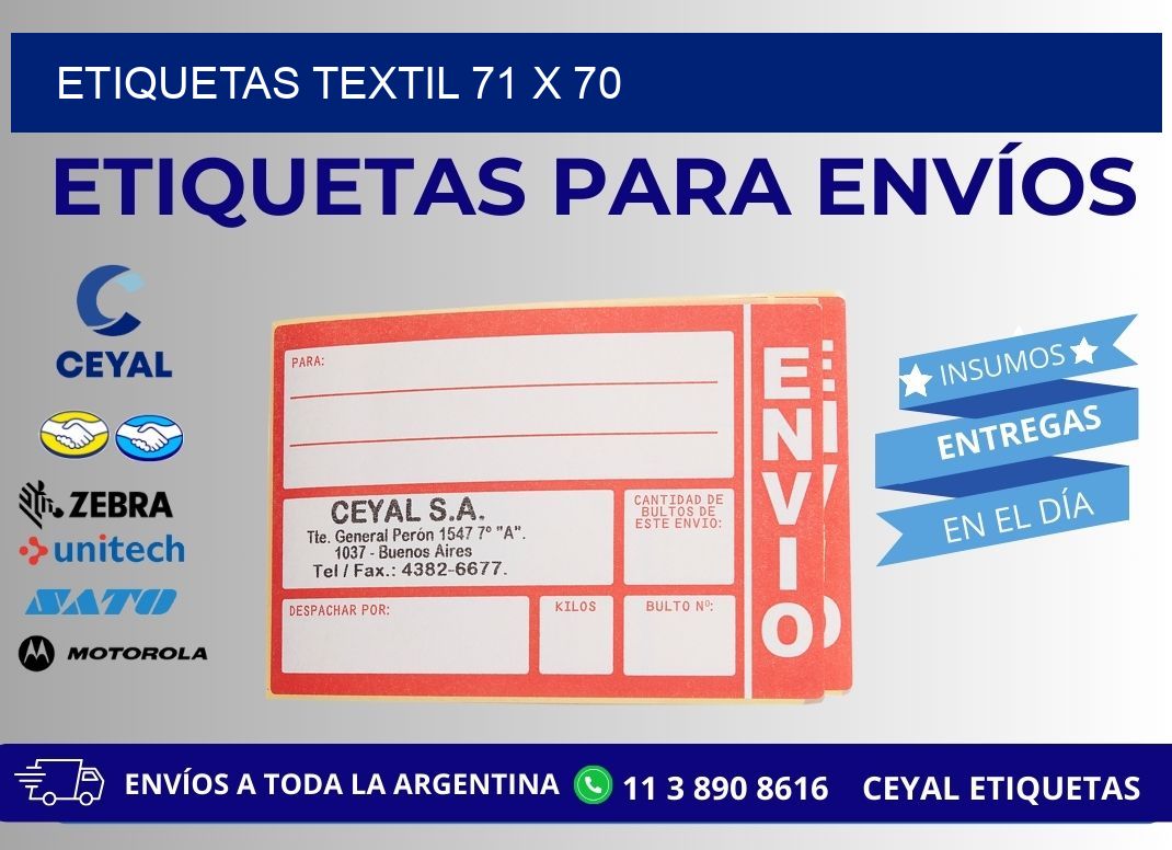 ETIQUETAS TEXTIL 71 x 70