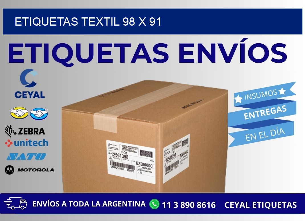 ETIQUETAS TEXTIL 98 x 91