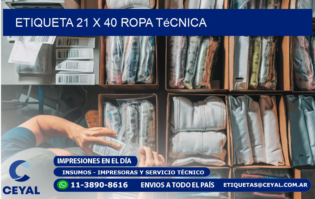 Etiqueta 21 x 40 ropa técnica