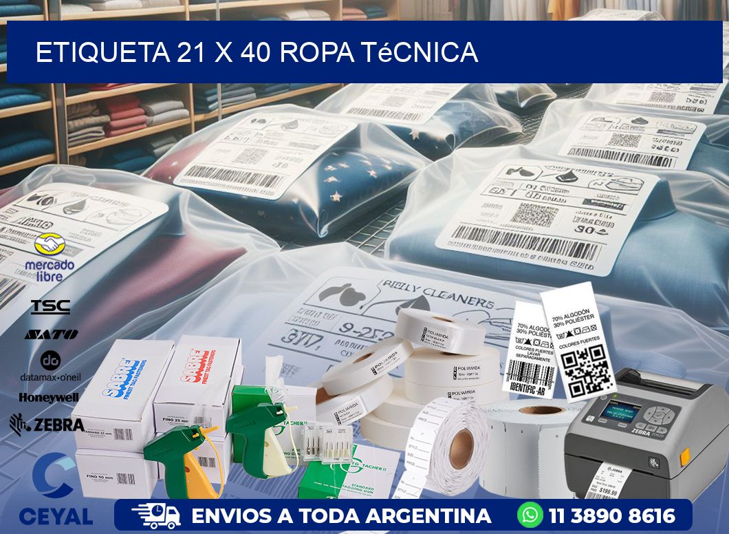 Etiqueta 21 x 40 ropa técnica