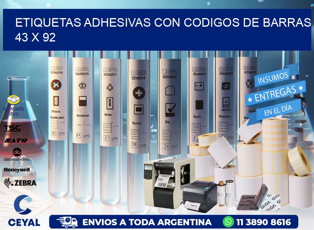 Etiquetas Adhesivas con Codigos de Barras  43 x 92