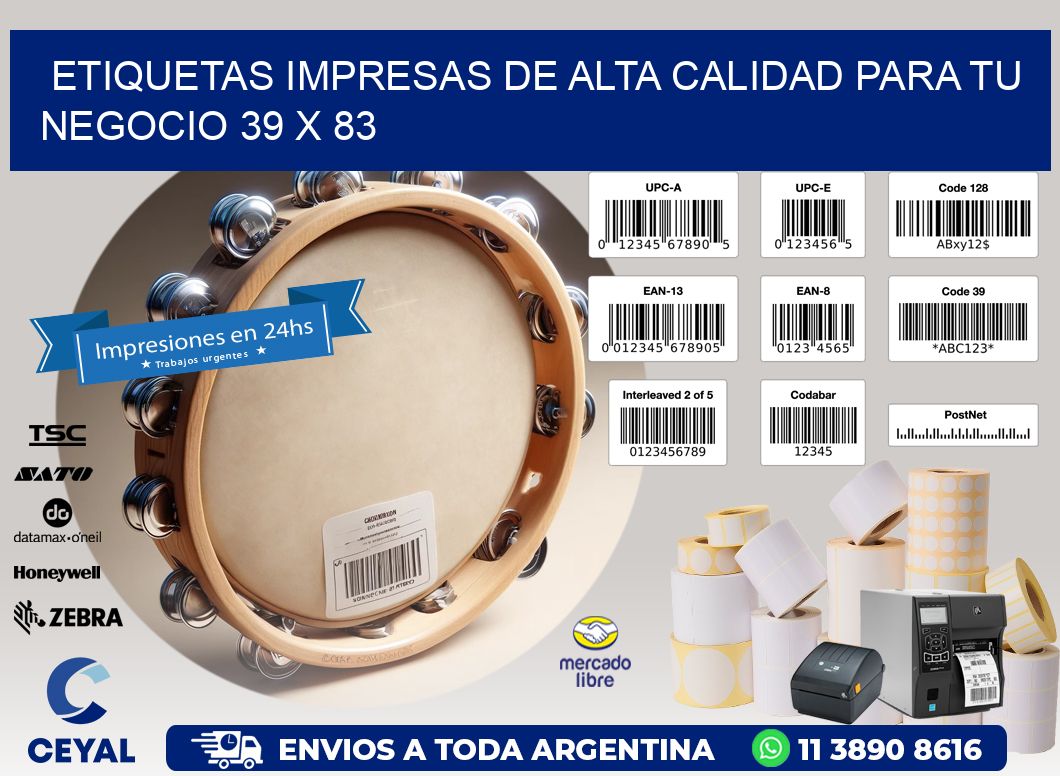 Etiquetas Impresas de Alta Calidad para tu Negocio 39 x 83