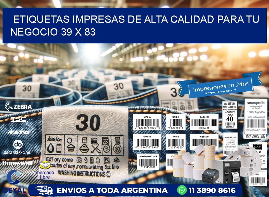 Etiquetas Impresas de Alta Calidad para tu Negocio 39 x 83