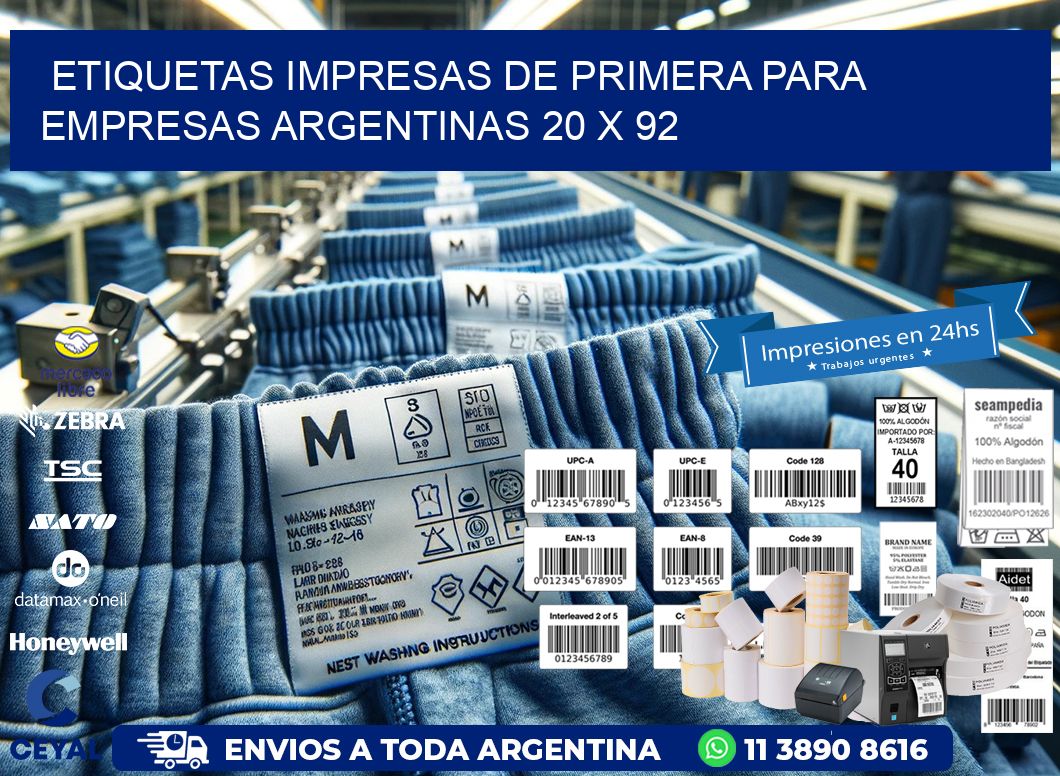 Etiquetas Impresas de Primera para Empresas Argentinas 20 x 92