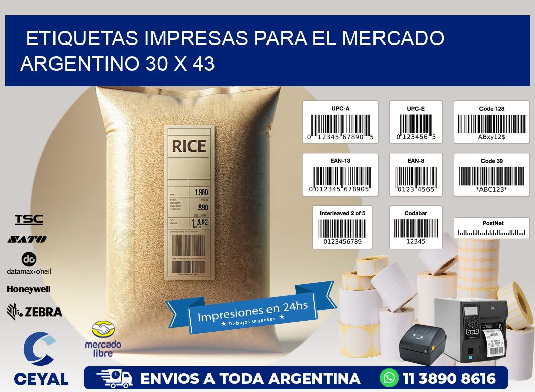 Etiquetas Impresas para el Mercado Argentino 30 x 43