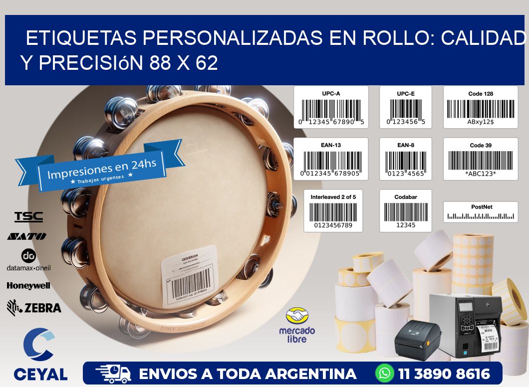 Etiquetas Personalizadas en Rollo: Calidad y Precisión 88 x 62