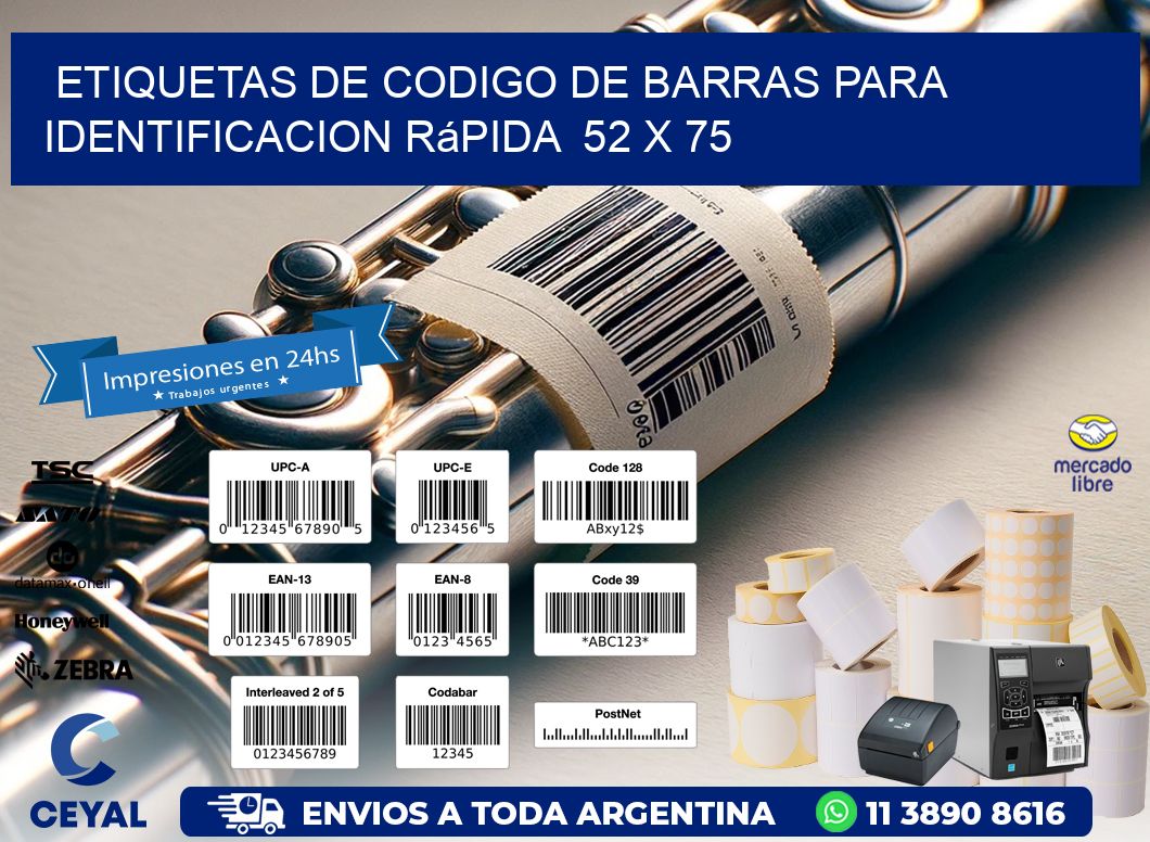 Etiquetas de Codigo de Barras para Identificacion Rápida  52 x 75