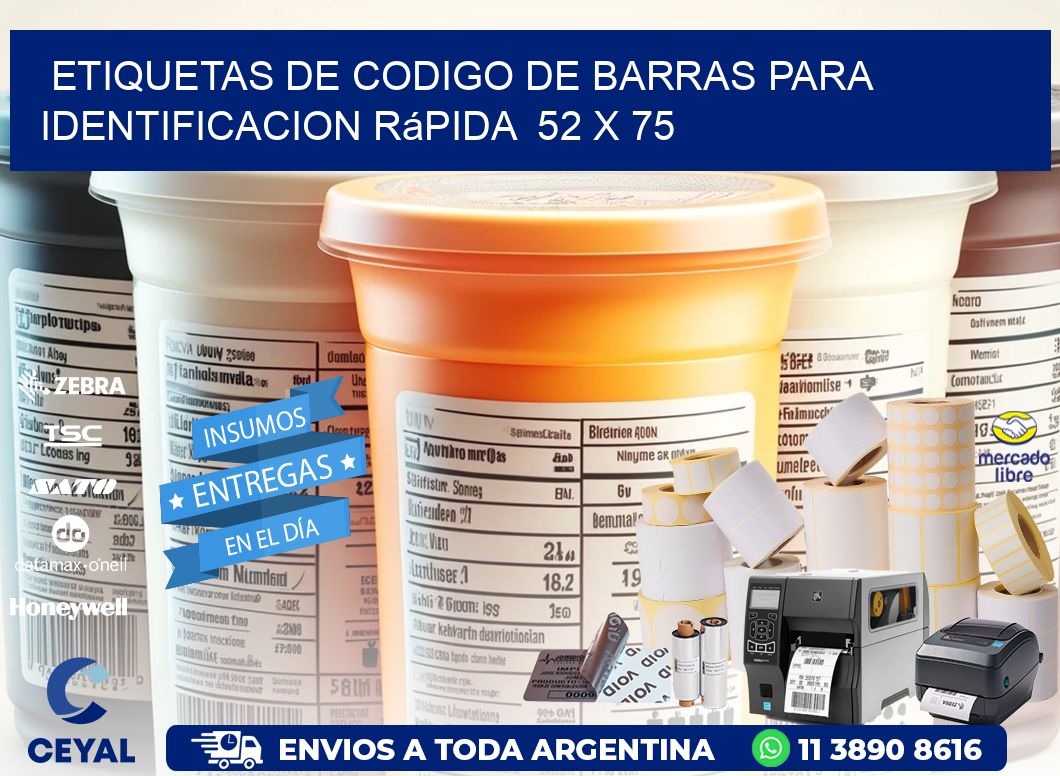 Etiquetas de Codigo de Barras para Identificacion Rápida  52 x 75